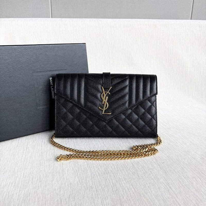 ️YSL envelope黑金信封包 中號 黑色 金扣 22.5*15*2 99新配件盒子 塵袋-7