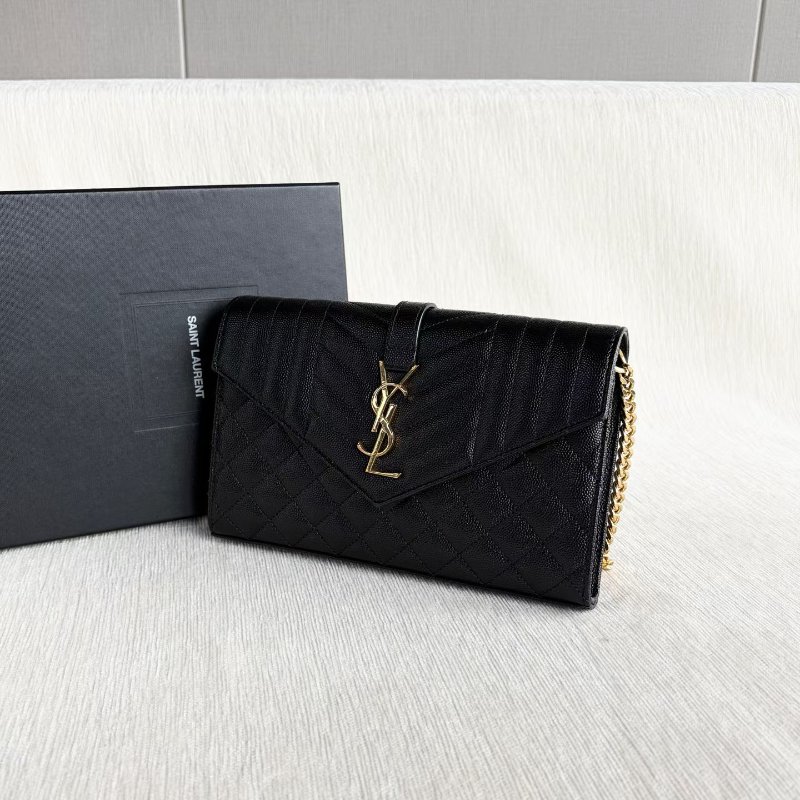 ️YSL envelope黑金信封包 中號 黑色 金扣 22.5*15*2 99新配件盒子 塵袋-8