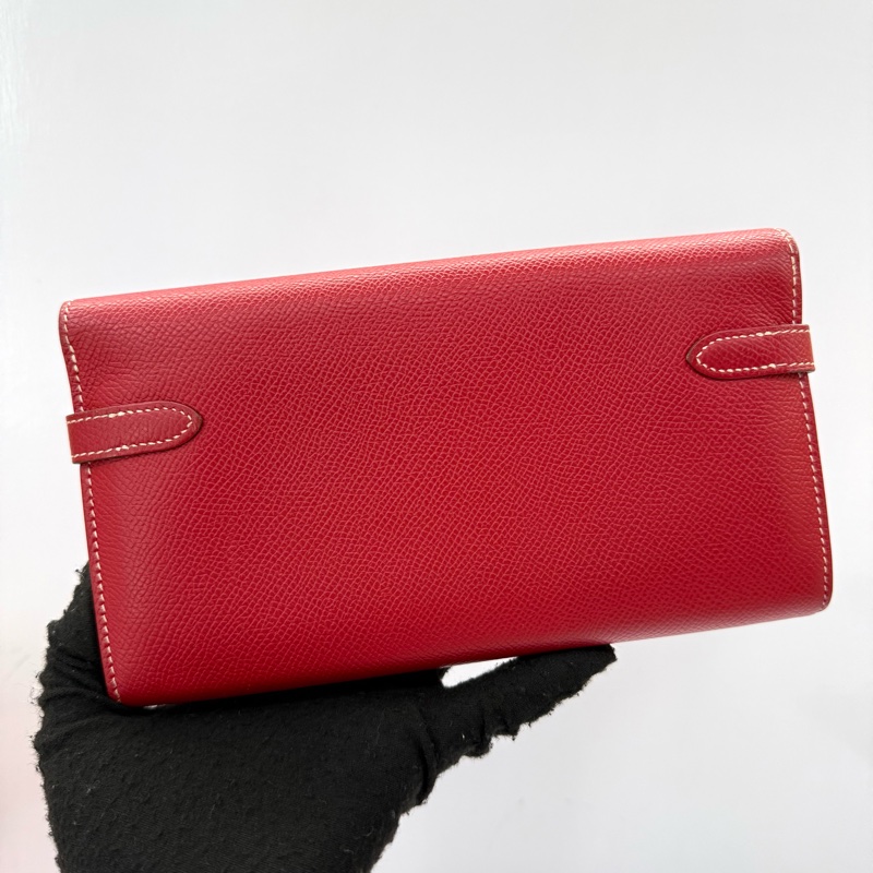 HERMES 愛馬仕 64 Rouge Casaque 卡薩克紅&S7 Bleu de Galice加利西亞藍 KELLY Long Wallet □Ｑ刻-1