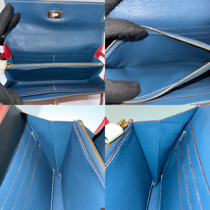 HERMES 愛馬仕 64 Rouge Casaque 卡薩克紅&S7 Bleu de Galice加利西亞藍 KELLY Long Wallet □Ｑ刻-5