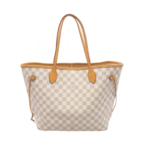 路易威登 Neverfull MM 肩背手提包 N51107 Damier Azur 白色 二手 LV