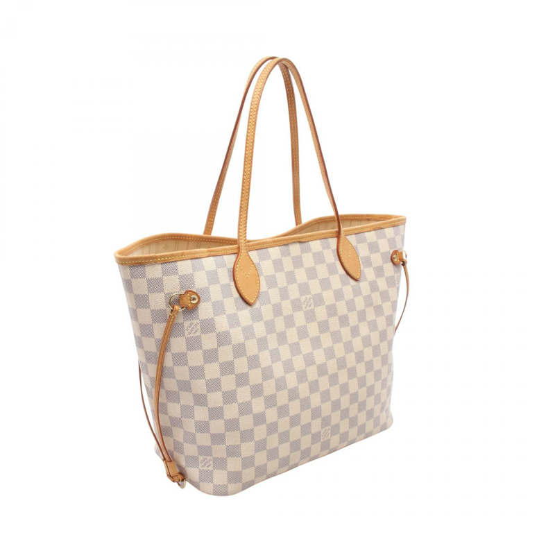 路易威登 Neverfull MM 肩背手提包 N51107 Damier Azur 白色 二手 LV-1