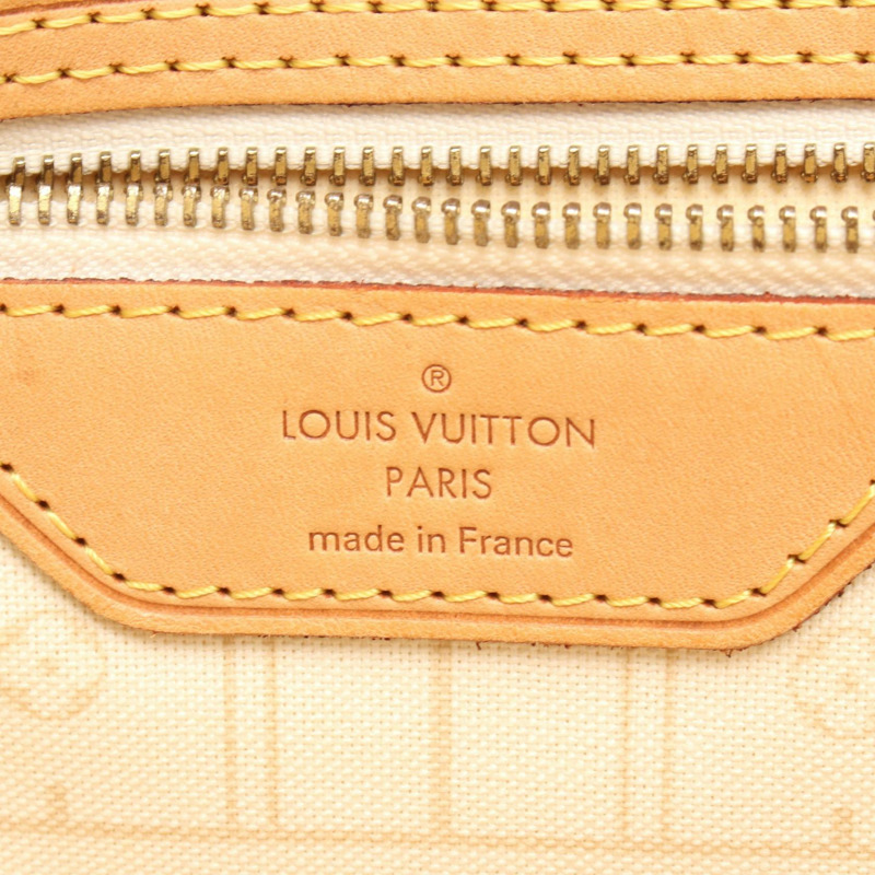 路易威登 Neverfull MM 肩背手提包 N51107 Damier Azur 白色 二手 LV-3