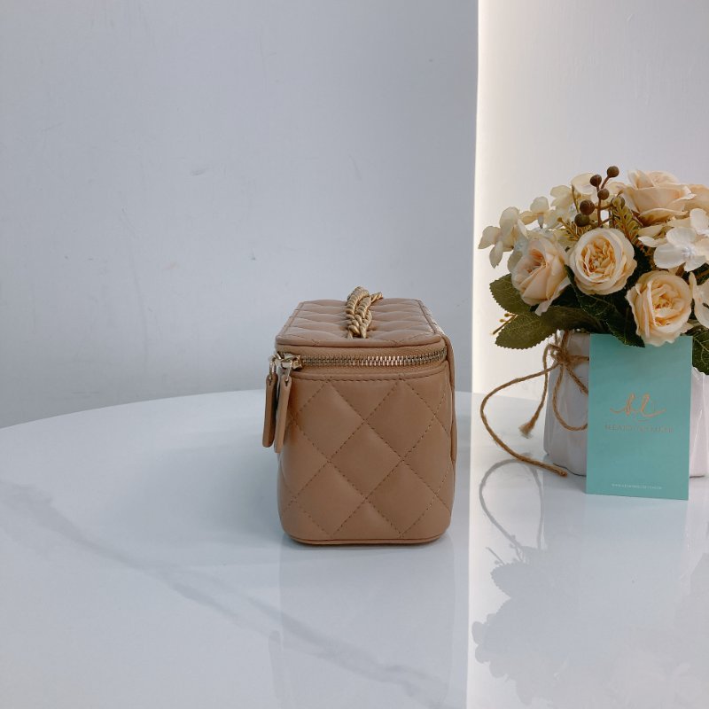 MS0723 Chanel 香奈兒米色化妝盒子鏈條包 金扣 Vanity Case Gold Bead Beige x GHW-4