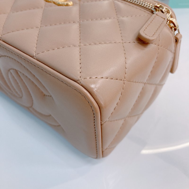 MS0723 Chanel 香奈兒米色化妝盒子鏈條包 金扣 Vanity Case Gold Bead Beige x GHW-7