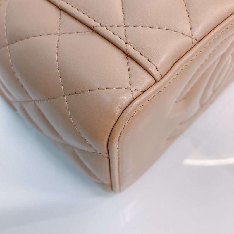 MS0723 Chanel 香奈兒米色化妝盒子鏈條包 金扣 Vanity Case Gold Bead Beige x GHW-8