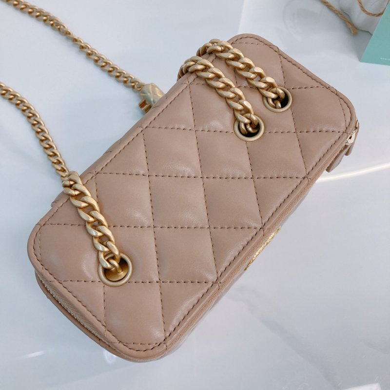 MS0723 Chanel 香奈兒米色化妝盒子鏈條包 金扣 Vanity Case Gold Bead Beige x GHW-10