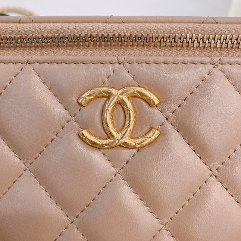 MS0723 Chanel 香奈兒米色化妝盒子鏈條包 金扣 Vanity Case Gold Bead Beige x GHW-11