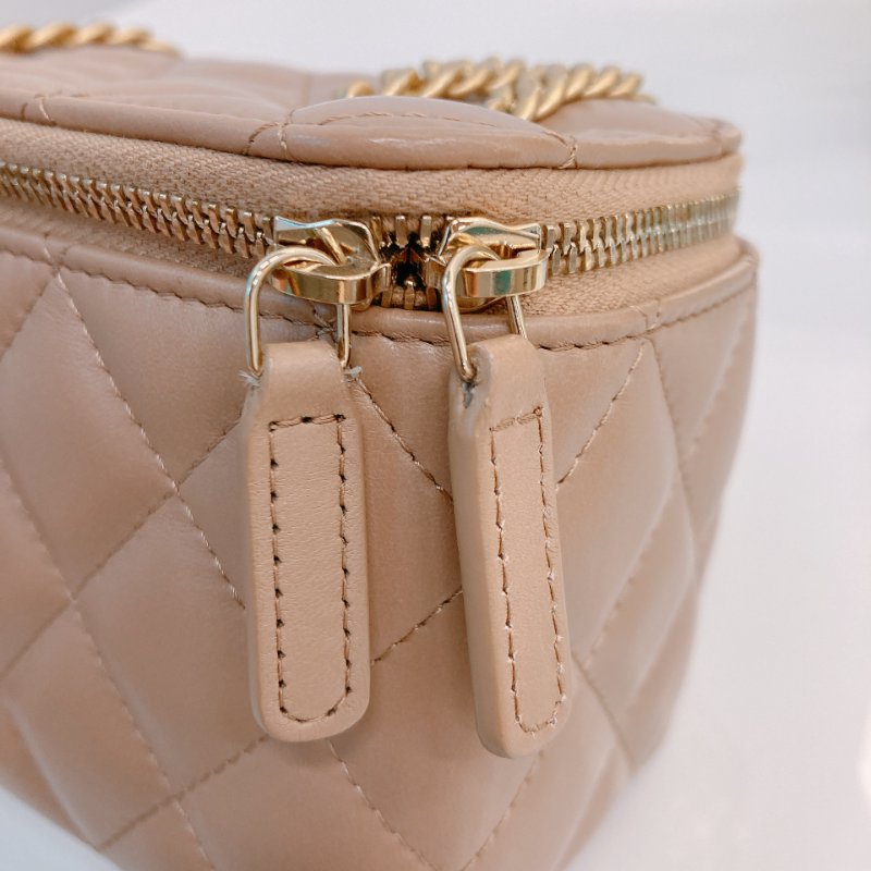MS0723 Chanel 香奈兒米色化妝盒子鏈條包 金扣 Vanity Case Gold Bead Beige x GHW-12
