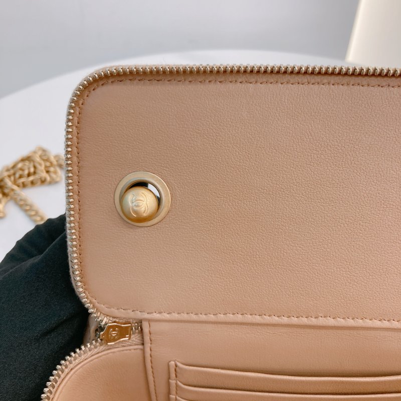 MS0723 Chanel 香奈兒米色化妝盒子鏈條包 金扣 Vanity Case Gold Bead Beige x GHW-14