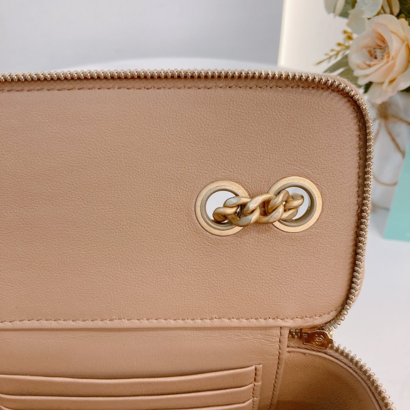 MS0723 Chanel 香奈兒米色化妝盒子鏈條包 金扣 Vanity Case Gold Bead Beige x GHW-15