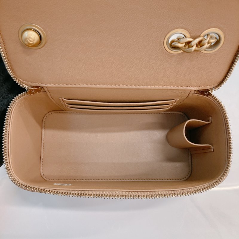 MS0723 Chanel 香奈兒米色化妝盒子鏈條包 金扣 Vanity Case Gold Bead Beige x GHW-16