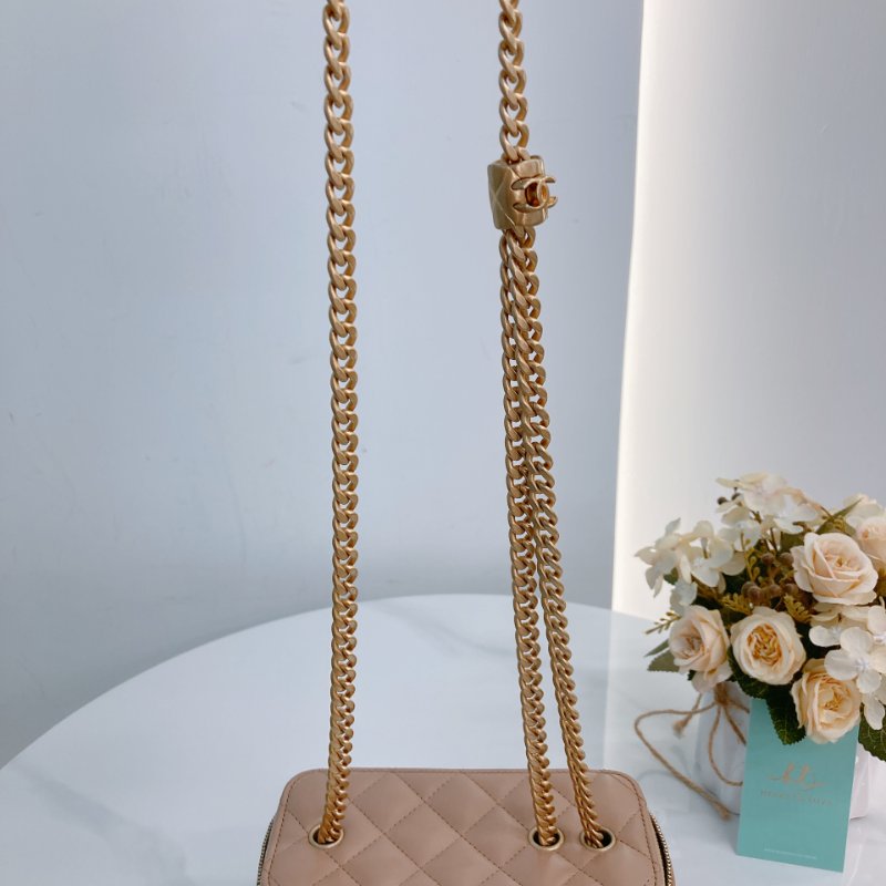 MS0723 Chanel 香奈兒米色化妝盒子鏈條包 金扣 Vanity Case Gold Bead Beige x GHW-19