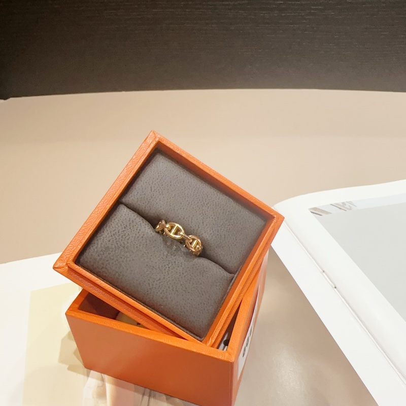 Hermes 750玫瑰金豬鼻戒指-0