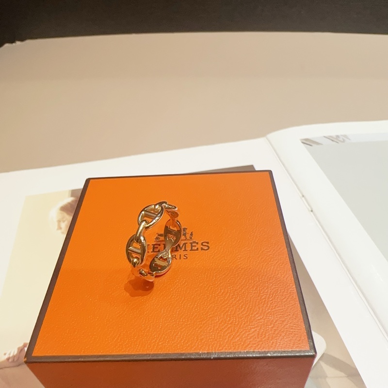 Hermes 750玫瑰金豬鼻戒指-3