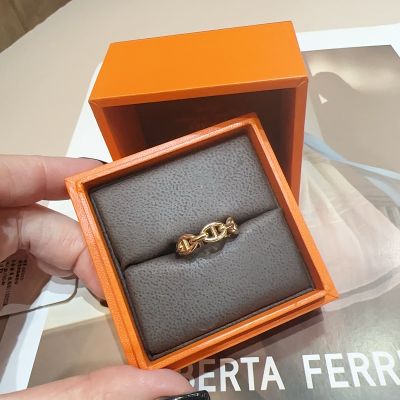 Hermes 750玫瑰金豬鼻戒指-5