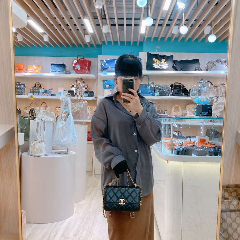 MS0722 Chanel 香奈兒羊皮雙肩鏈條斜挎包 黑色金扣 Flap Bag 18cm With Chain And Small Ball Lambskin Black x GHW-2