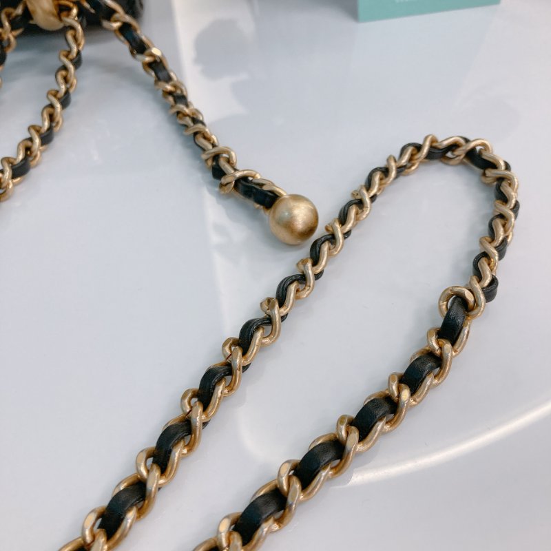 MS0722 Chanel 香奈兒羊皮雙肩鏈條斜挎包 黑色金扣 Flap Bag 18cm With Chain And Small Ball Lambskin Black x GHW-15