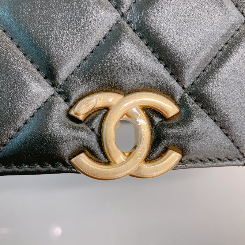MS0722 Chanel 香奈兒羊皮雙肩鏈條斜挎包 黑色金扣 Flap Bag 18cm With Chain And Small Ball Lambskin Black x GHW-20