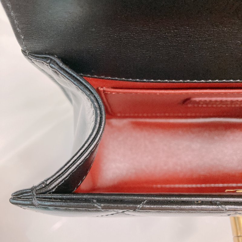 MS0722 Chanel 香奈兒羊皮雙肩鏈條斜挎包 黑色金扣 Flap Bag 18cm With Chain And Small Ball Lambskin Black x GHW-24