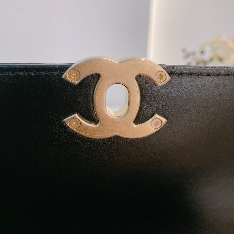 MS0722 Chanel 香奈兒羊皮雙肩鏈條斜挎包 黑色金扣 Flap Bag 18cm With Chain And Small Ball Lambskin Black x GHW-28