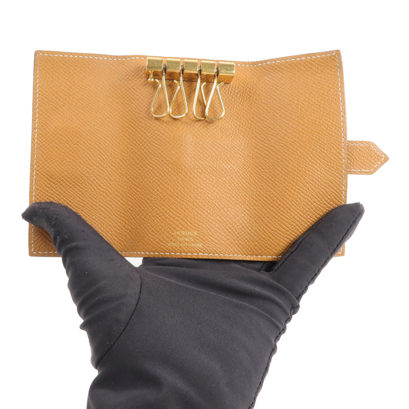 HERMES Epsom皮革Bearn Key Holder鎖匙包Gold-12