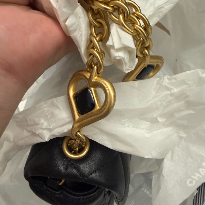 Chanel 小羊皮方胖子 背帶特殊款 仿舊愛心鏈-2