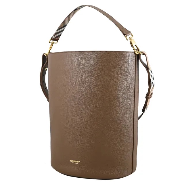 BURBERRY 8084585 牛皮釦式兩用大容量水桶包.咖、未使用過-7