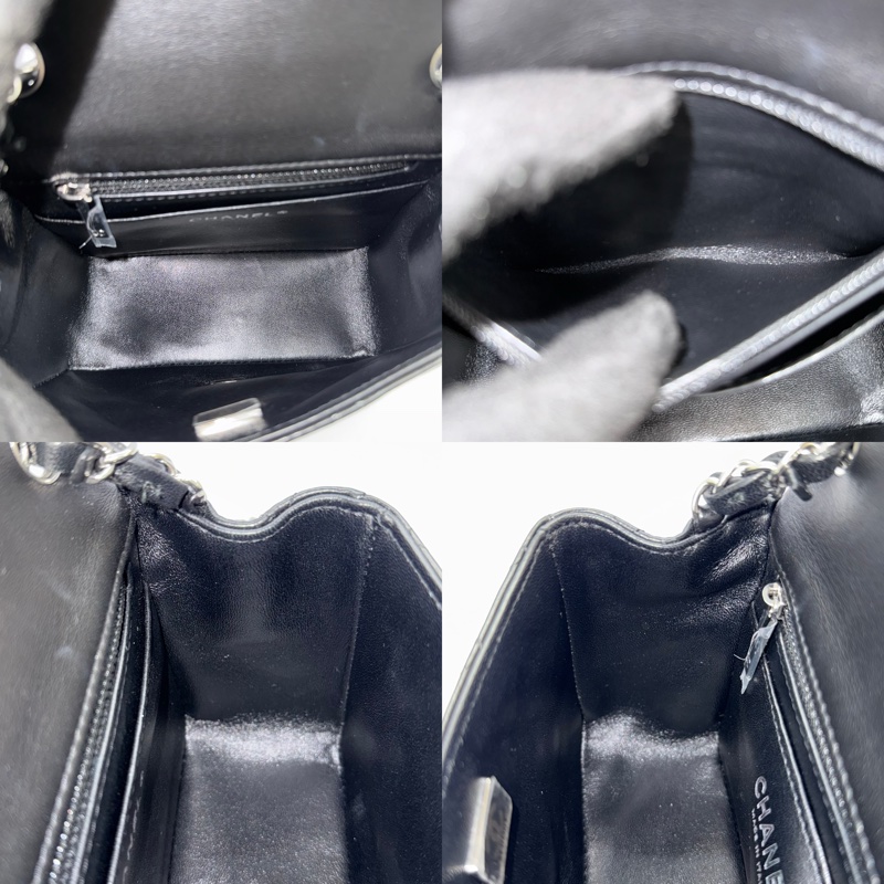 CHANEL 香奈兒 黑色羊皮MINI鏈條斜背包 RFID MICROCHIP A35200-7