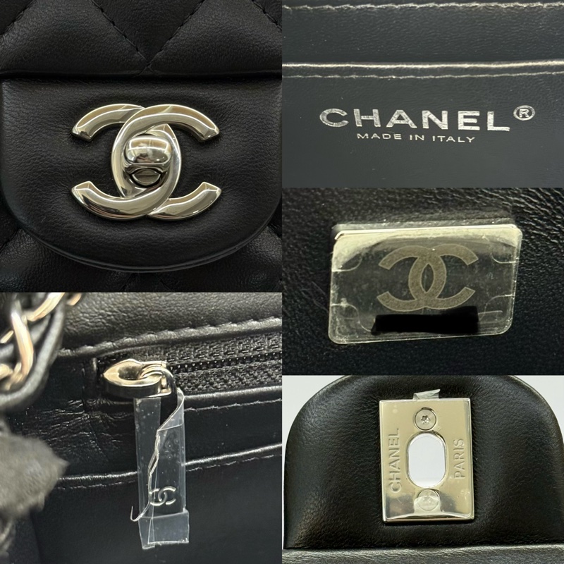 CHANEL 香奈兒 黑色羊皮MINI鏈條斜背包 RFID MICROCHIP A35200-8