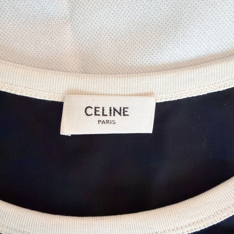 二手精品自賣❤️Celine經典款凱旋門黑色logo細肩帶背心.XS近全新-9