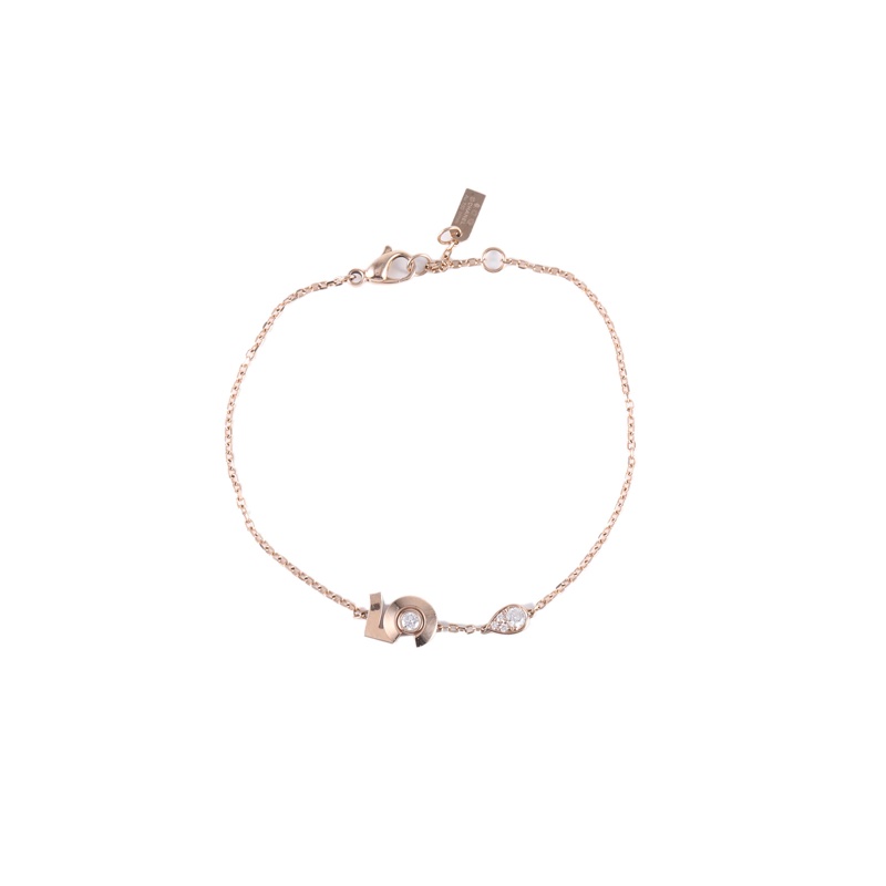 CHANEL 18K玫瑰金鑽石5號鑲鑽手鏈-0