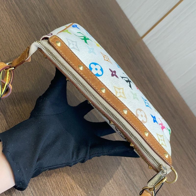 路易威登/Louis Vuitton 白三彩麻將包-4