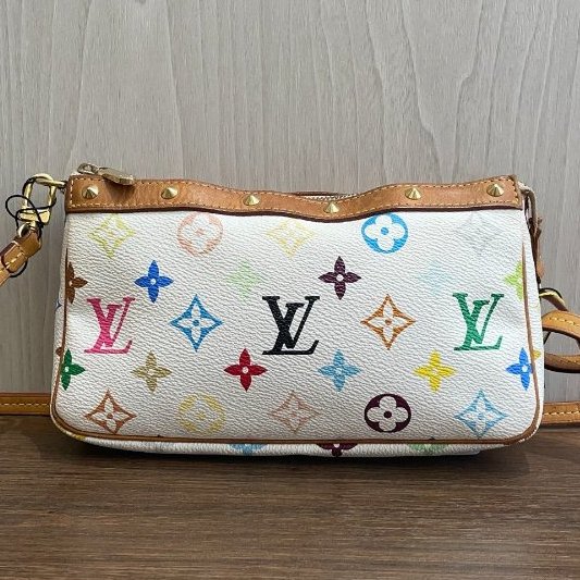 路易威登/Louis Vuitton 白三彩麻將包-7