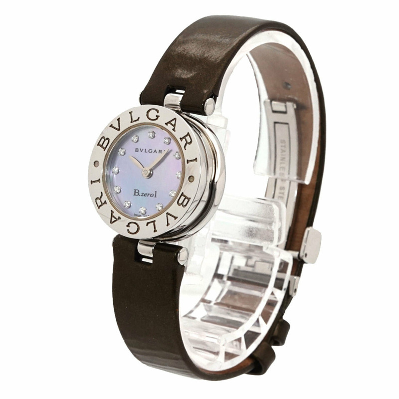 寶格麗 BVLGARI B-Zero1 BZ22S 女士腕錶 12P 鑲鑽 藍色錶殼 石英錶-2