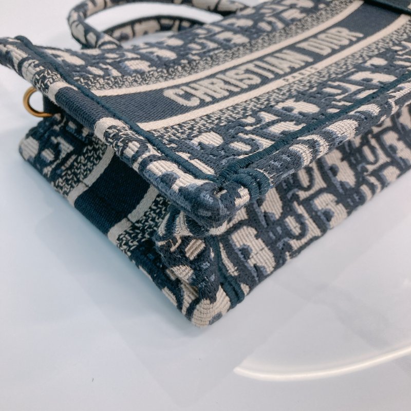 MS0718 Christian Dior 迪奧迷你手提包 織布提花海軍藍金扣 Book Tote Mini Oblique Navy x GHW-6