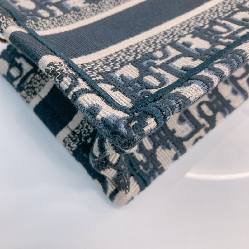 MS0718 Christian Dior 迪奧迷你手提包 織布提花海軍藍金扣 Book Tote Mini Oblique Navy x GHW-8