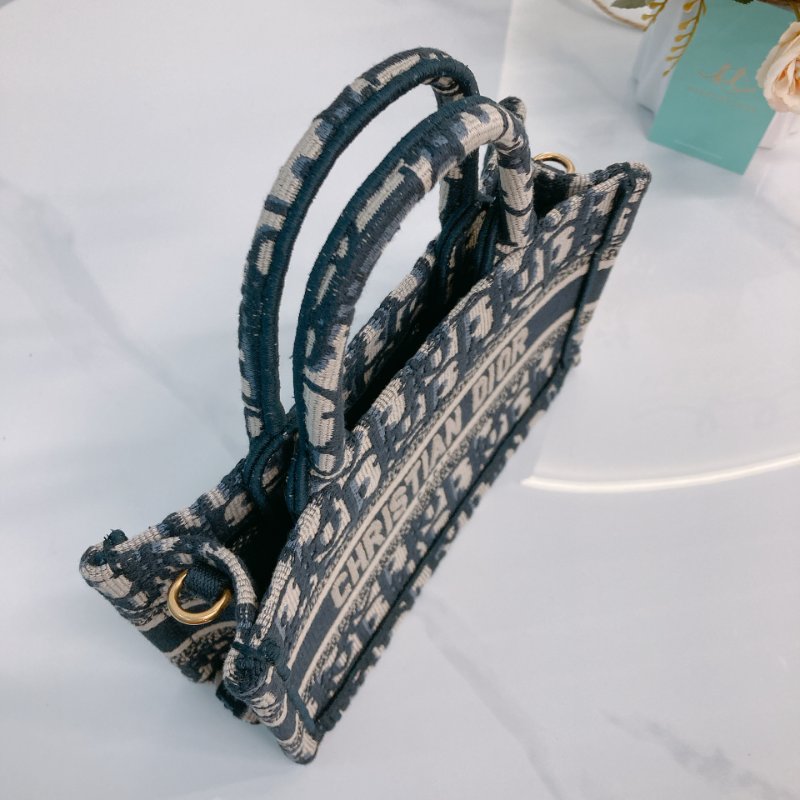 MS0718 Christian Dior 迪奧迷你手提包 織布提花海軍藍金扣 Book Tote Mini Oblique Navy x GHW-10