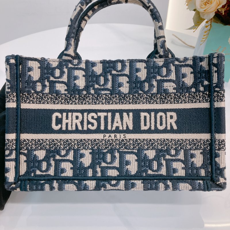 MS0718 Christian Dior 迪奧迷你手提包 織布提花海軍藍金扣 Book Tote Mini Oblique Navy x GHW-11