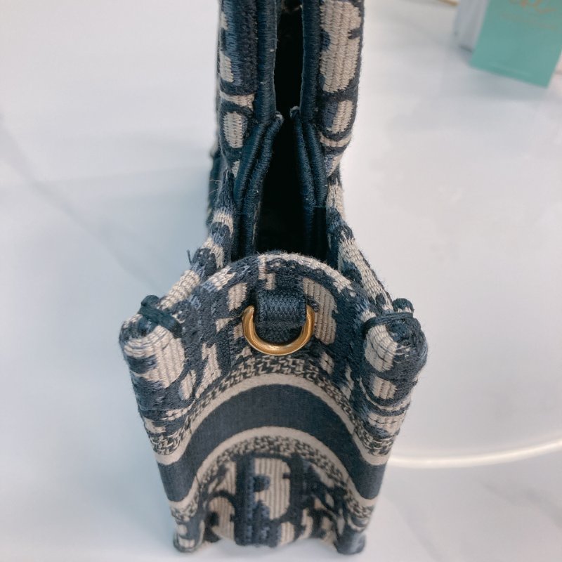MS0718 Christian Dior 迪奧迷你手提包 織布提花海軍藍金扣 Book Tote Mini Oblique Navy x GHW-14