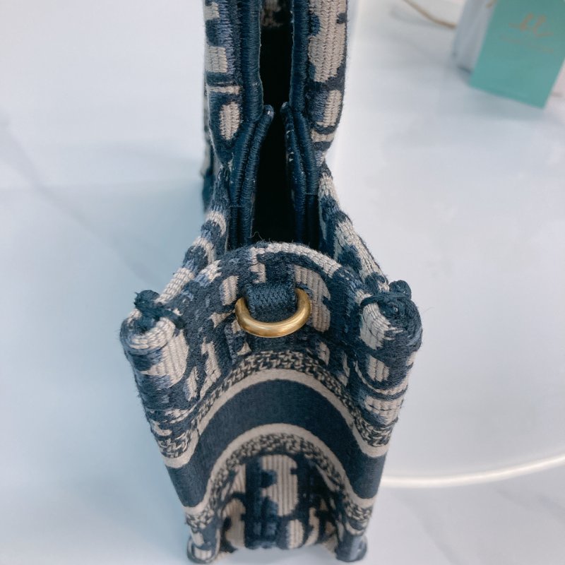 MS0718 Christian Dior 迪奧迷你手提包 織布提花海軍藍金扣 Book Tote Mini Oblique Navy x GHW-15