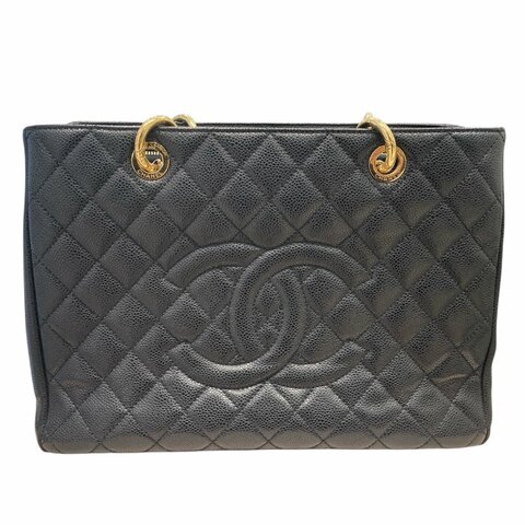 CHANEL 香奈兒 GRAND SHOPPING TOTE 黑色 皮革 金釦