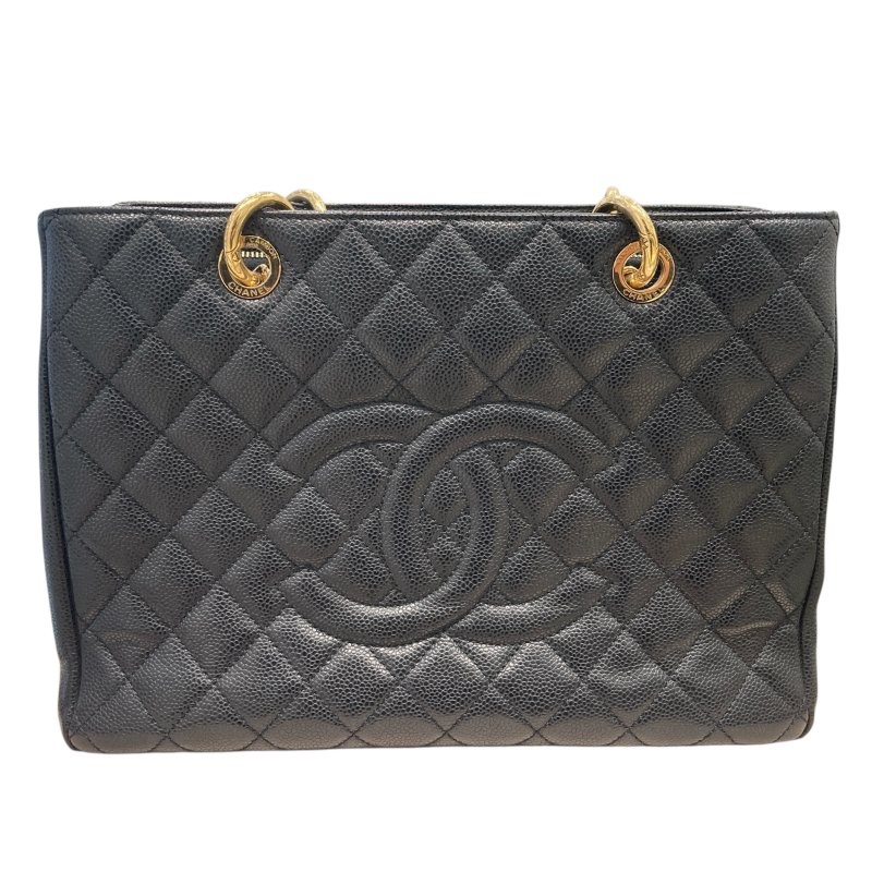 CHANEL 香奈兒 GRAND SHOPPING TOTE 黑色 皮革 金釦-0