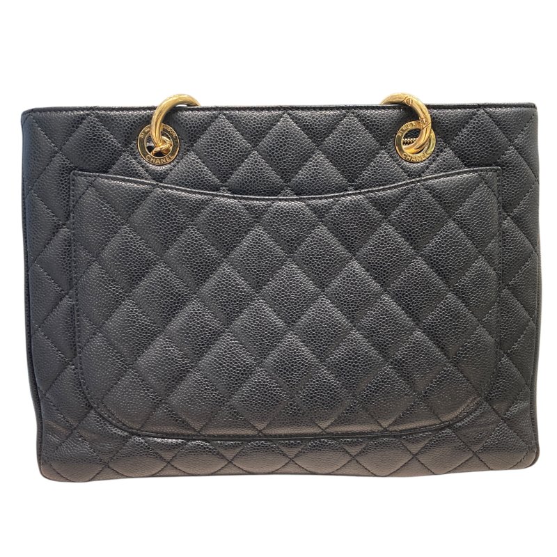 CHANEL 香奈兒 GRAND SHOPPING TOTE 黑色 皮革 金釦-1