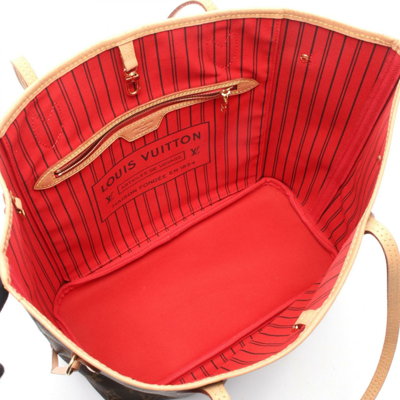 路易威登 Neverfull MM 單肩手提包 M41177 Monogram 帆布 櫻桃紅 二手-2
