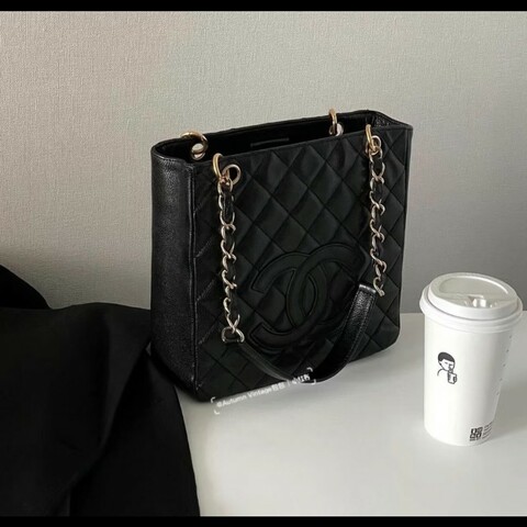 香奈兒 Chanel 黑色 荔枝皮 PST 鍊條包 肩背包 手提包