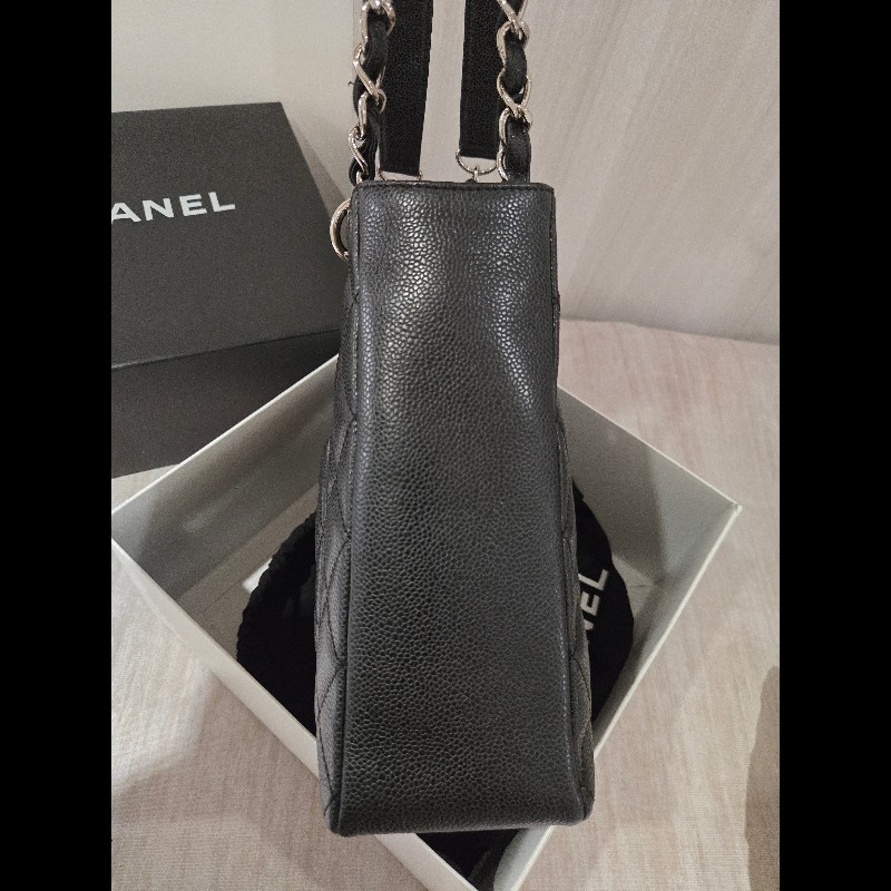 香奈兒 Chanel 黑色 荔枝皮 PST 鍊條包 肩背包 手提包-10