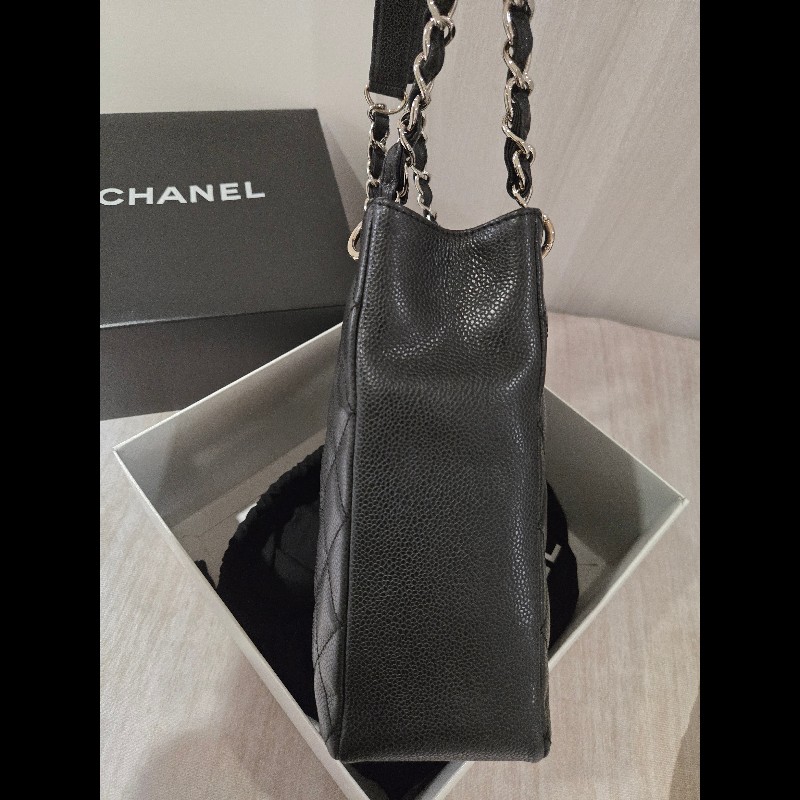 香奈兒 Chanel 黑色 荔枝皮 PST 鍊條包 肩背包 手提包-11