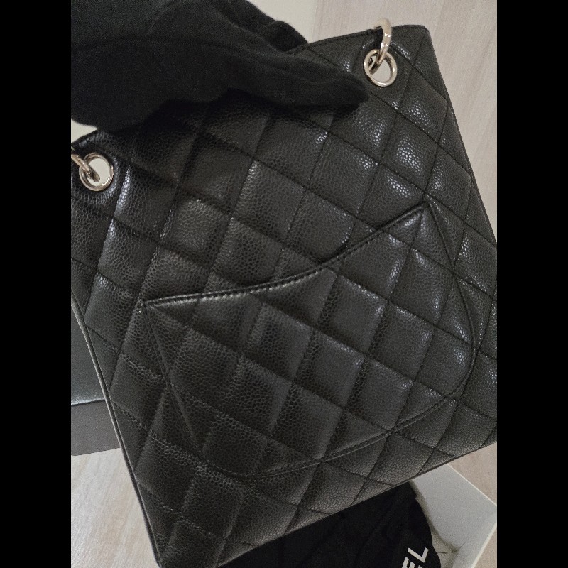 香奈兒 Chanel 黑色 荔枝皮 PST 鍊條包 肩背包 手提包-12