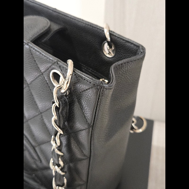 香奈兒 Chanel 黑色 荔枝皮 PST 鍊條包 肩背包 手提包-13